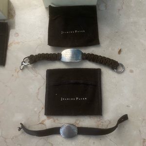 Silver and leather bracelets